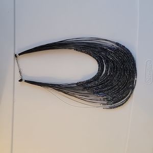 Black iridescent beaded necklace